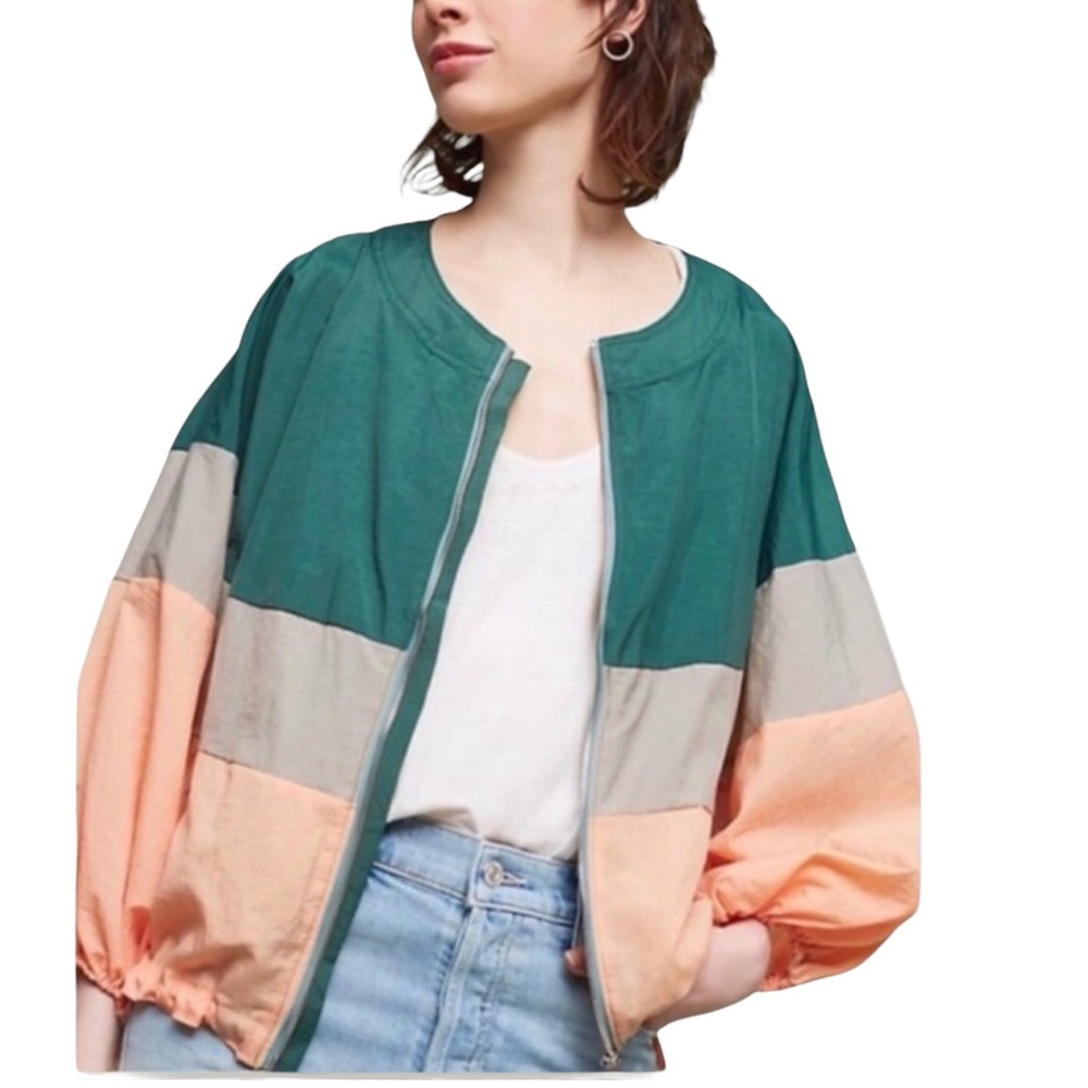 Anthropologie Elevenses Women’s Color Block Dolman Sleeve Windbreaker Jacket